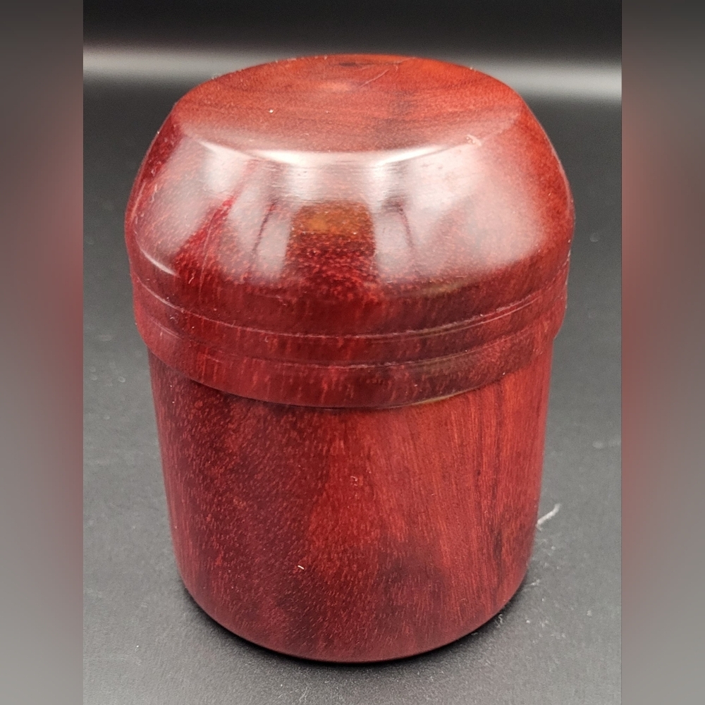Vintage 2-Piece Hand Turned Red Colored Storage Box~Slide-on Lid - Picture 4 of 8